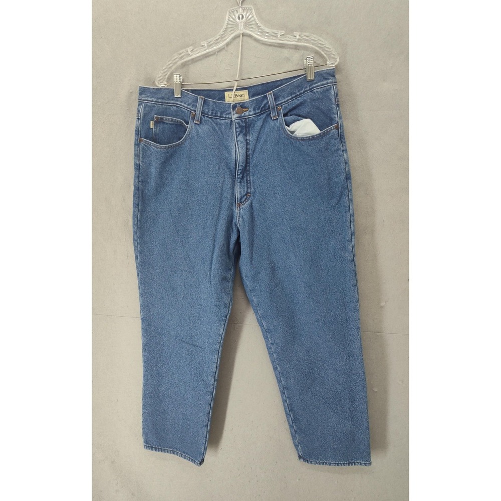 LL Bean Jeans Mens‎ 38x30 Blue Classic Fit Fleece Lined Warm Denim Pants Winter